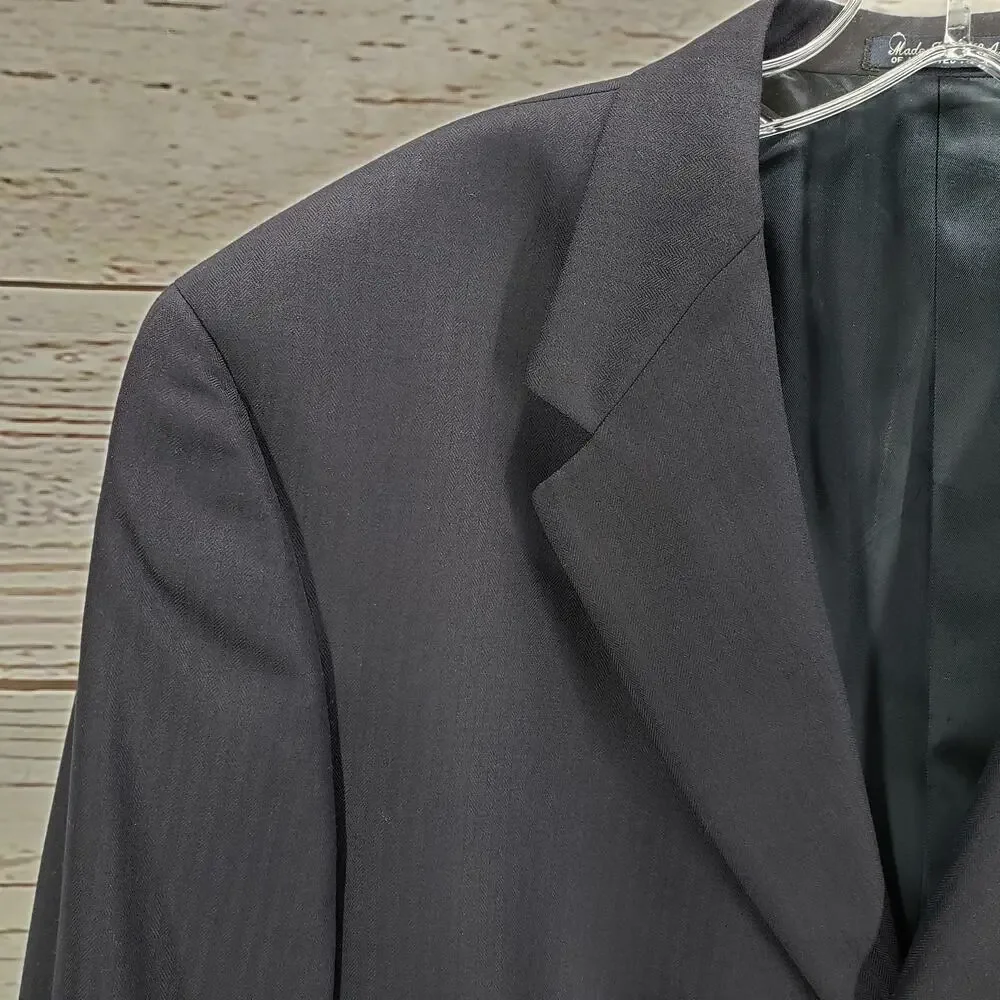 Austin Reed New Black Wool Super 100's Herringbone Suit Jacket 44R